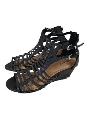 torrid Black Multi-Strap Wedge Sandals 9 Gladiator